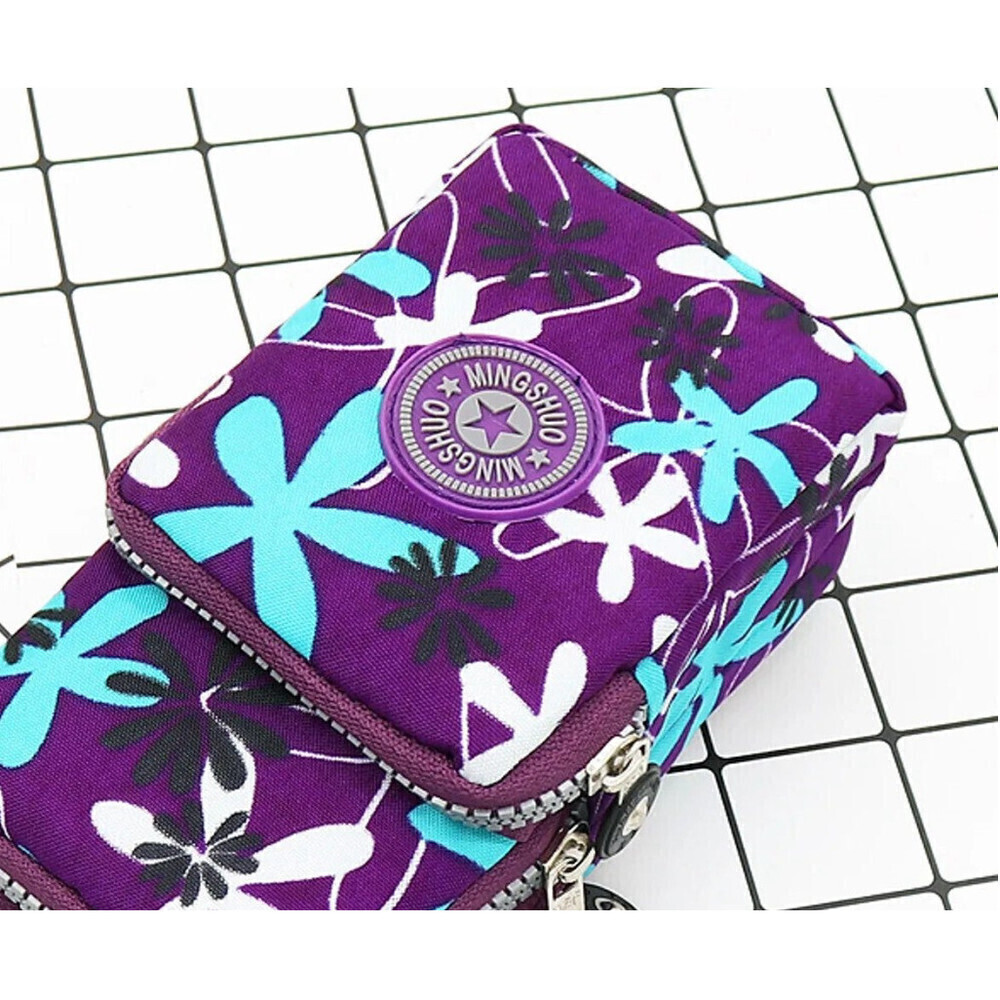 Flower Pattern Phone Wallet In Purple - Picture 3 of 3